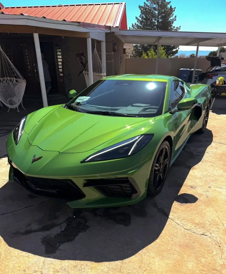 Green Corvette detailed by Boss NM